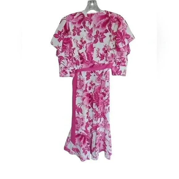 DIANE VON FURSTENBERG DVF Womens Floral Annabeth Wrap Midi Poplin Dress - Picture 4 of 5